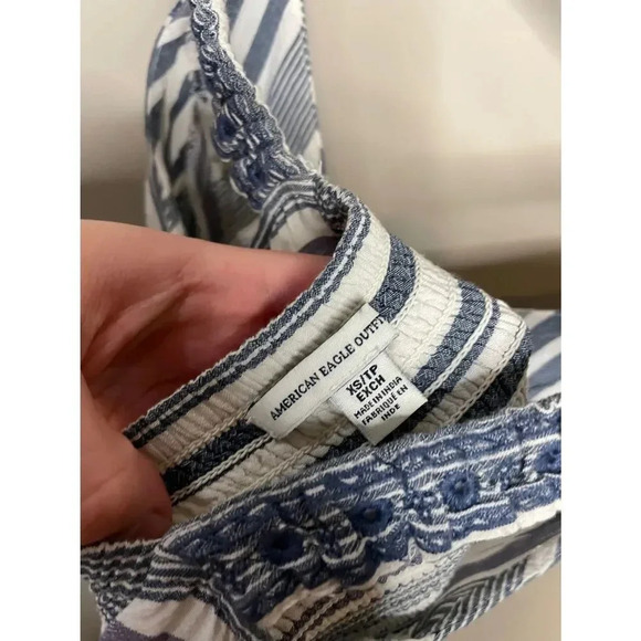 American Eagle Blue and White Striped Romper - Picture 8 of 9